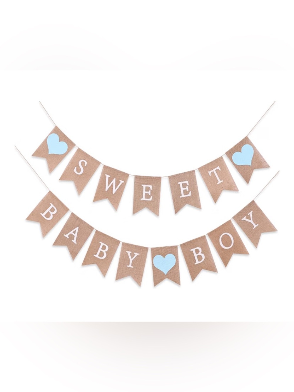 Sweet Baby Boy Burlap Banner Garland - Blue